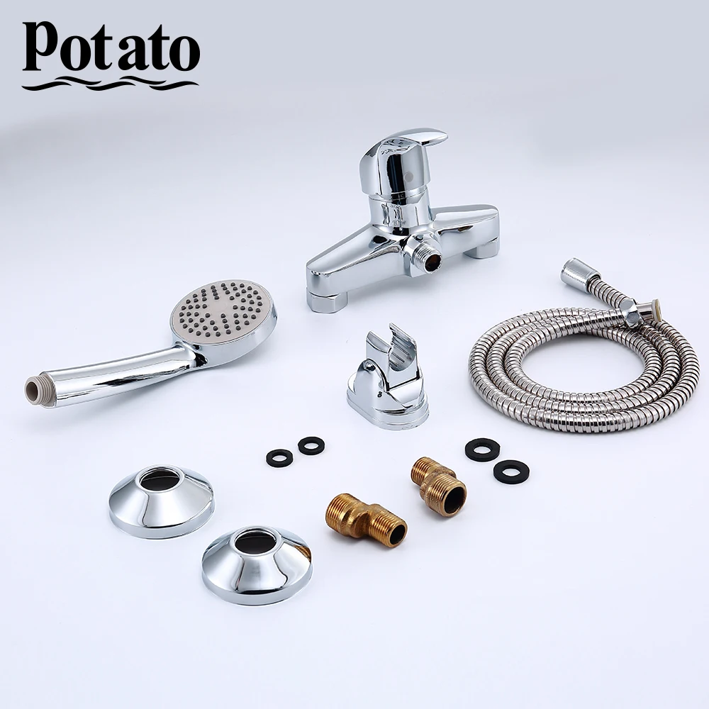 

Potato Cold and Hot Water Simple Style Shower Faucet Bathroom Tap Mixer Single Handle chrome shower hand p2007