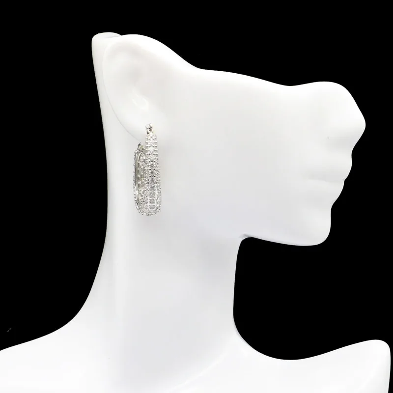 Белый Sapphire SheCrown женский подарок на свадьбу серьги из серебра 925 29х7