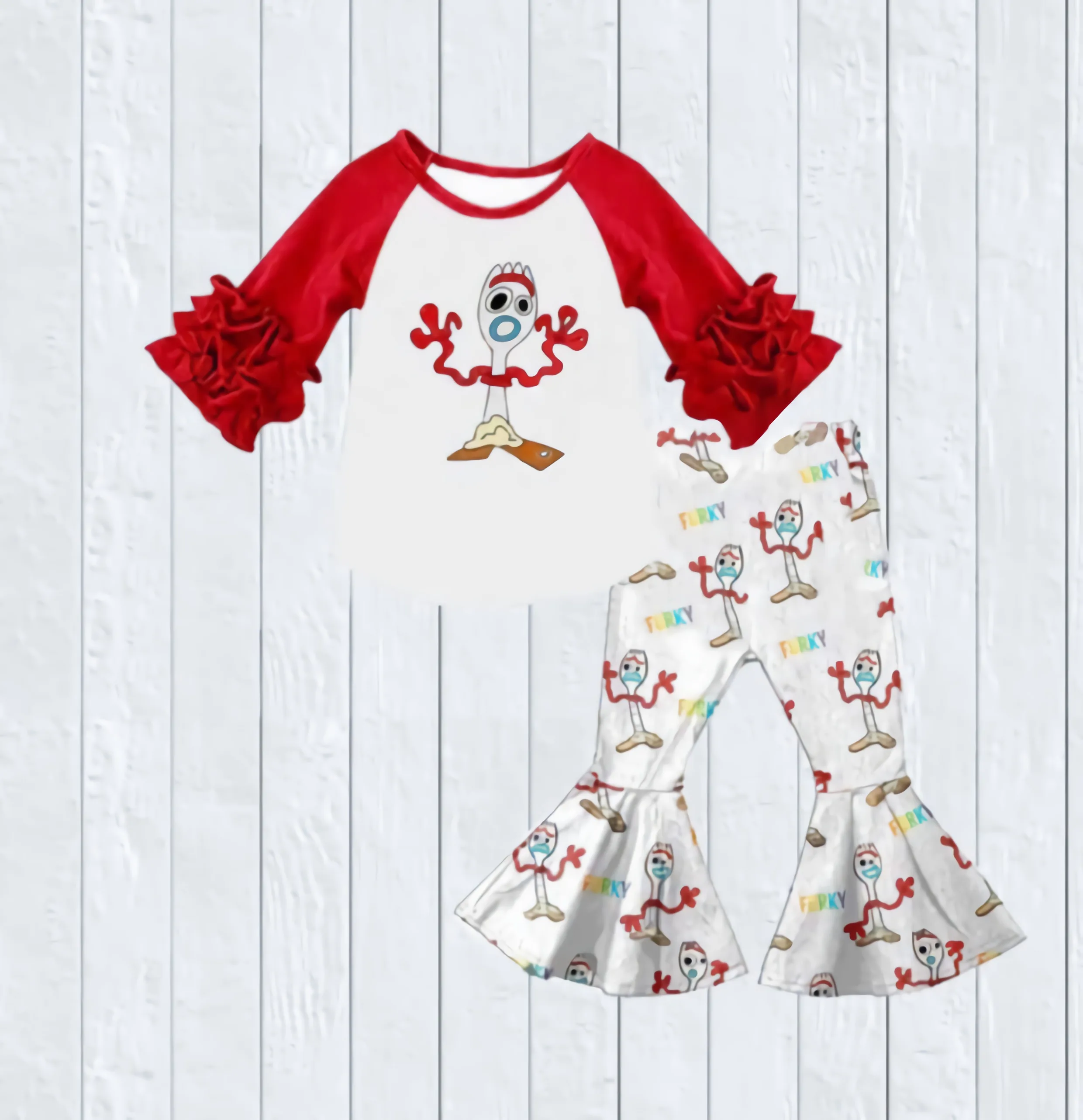 2GK908-1488 CONICE NINI/Милая одежда для детей; длинные штаны с рюшами и рисунком; Эксклюзивная одежда для детей; комплект одежды для маленьких девочек - Цвет: 2GK908-1488
