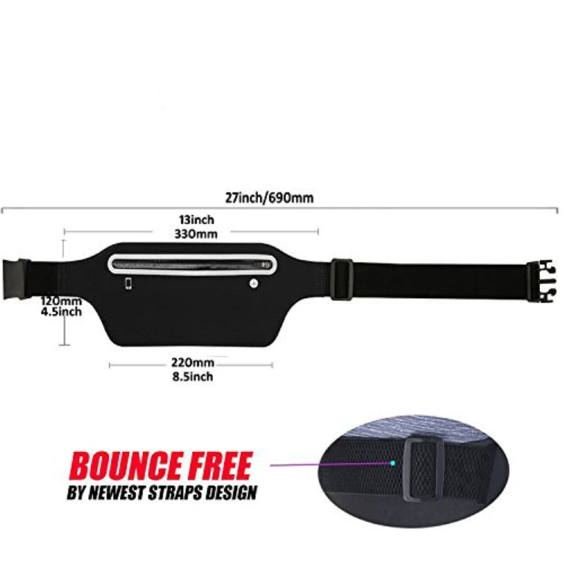 Сумка поясная для бега отдел на молнии светоотражающий материал влагостойкая