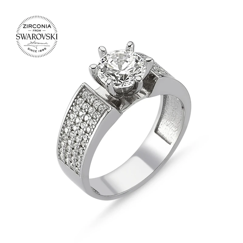 

Silver 925 Sterling Swarovski Zirconia Cubic Zirconia Engagement Ring