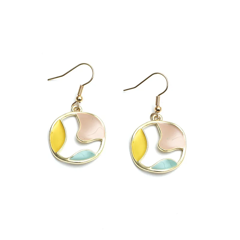 

2pcc/set Hollow Round Drop Oil Earring Necklace For Women Gold Color Elegant Women's Earring Fashion Female Jewelry Gift Party