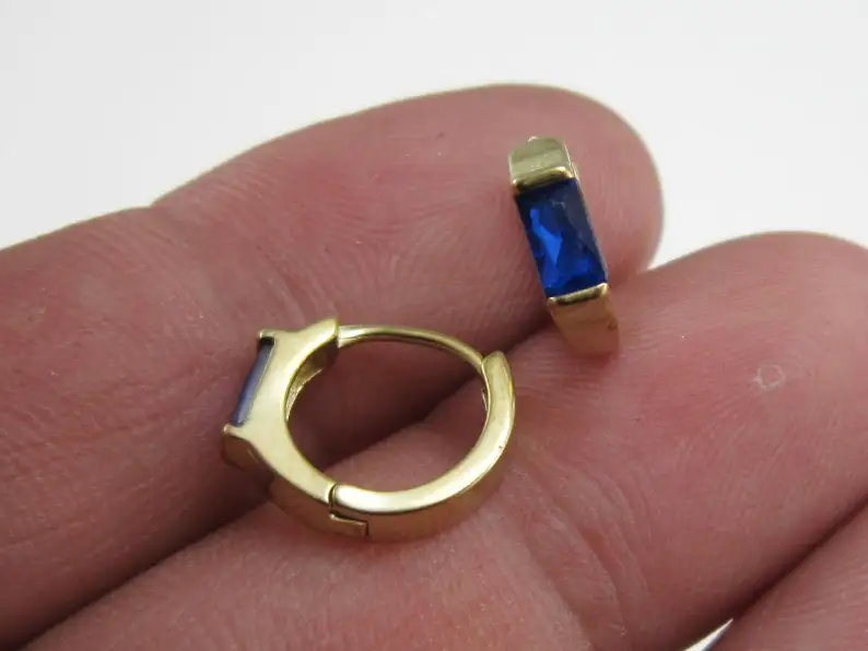 

6pcs Bar Earrings, Blue Hoop Earrings, Rectangle Bar Earrings, 13x11mm, Small Hoops, Second Hole Earrings, Jewelry Making R1671