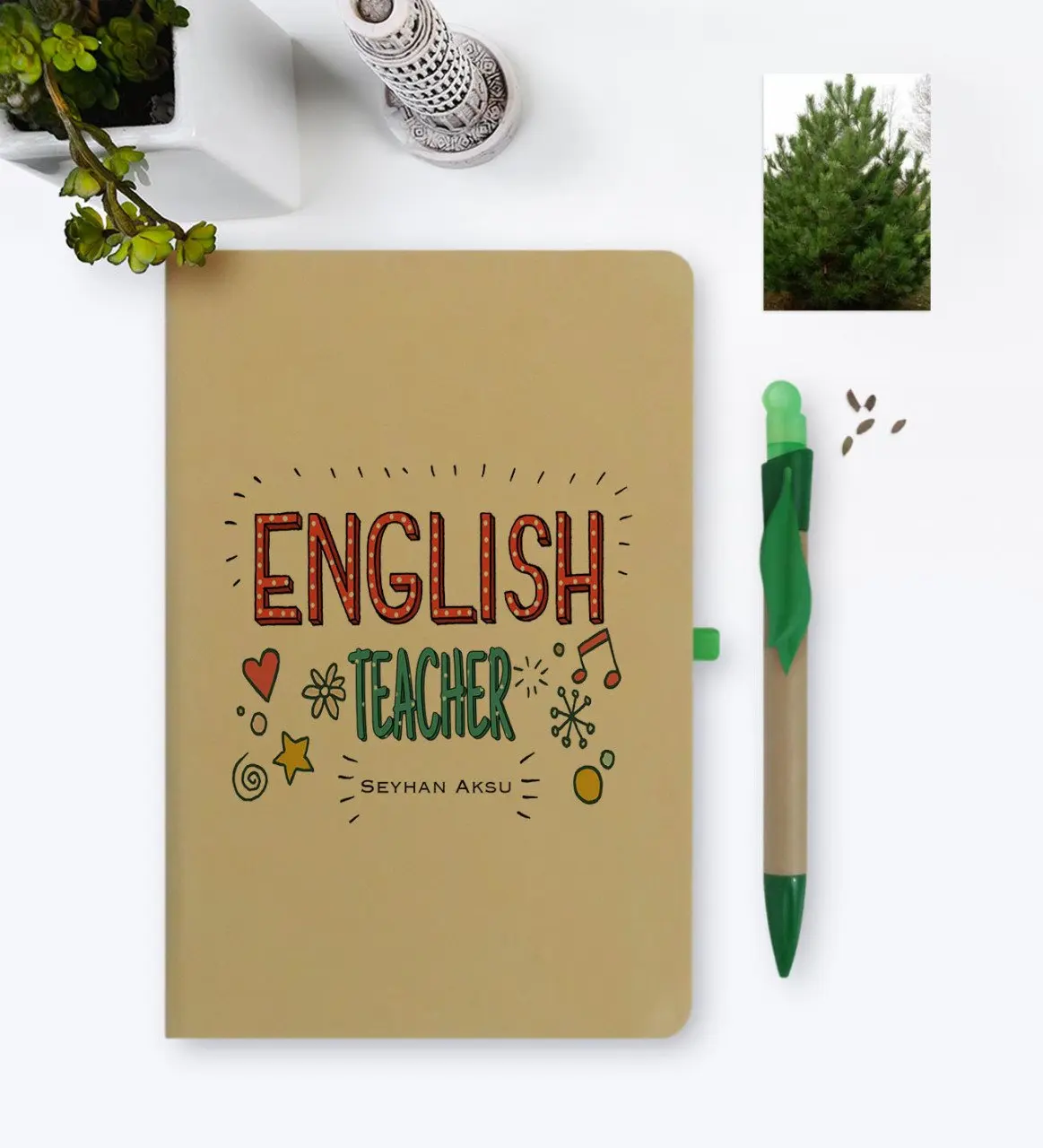 

Personalized English Teacher Environmentalist Notebook and Seeded Pen Set-5