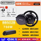 Bafang 48V 750W BBS02B BBS02 мотор среднего привода 8fun Электрический велосипед Ebike комплект преобразования с 48V20AH 48V17AH 18650 литиевая батарея