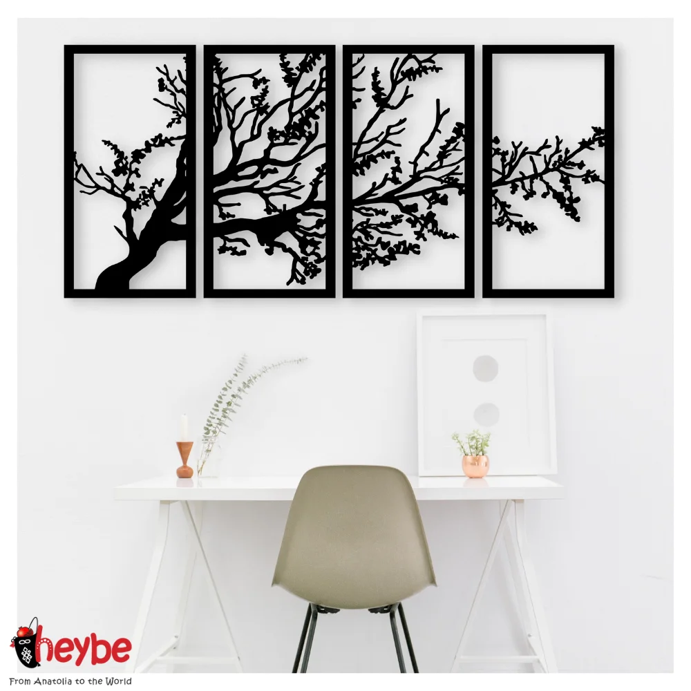 Деревянный набор из 4 деревьев Настенный декор Качественные идеи подарков