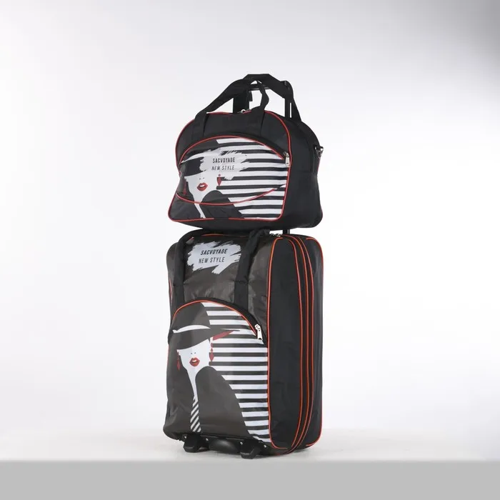 Чемодан малый 20' с сумкой отдел на молнии расширением наружный карман цвет