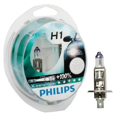 Комплект Галогенных Ламп 2шт H1 12v 55w P14.5s X Treme Vision 130% Philips арт. 12258XV S2|Передние LED-фары