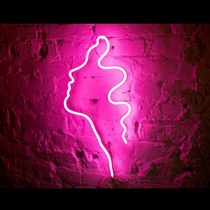 Girl's Profile Custom Neon Sign Woman Night Light Bedroom Wall Decor LED Party Light Room Decor Apartment Decor Salon Decor