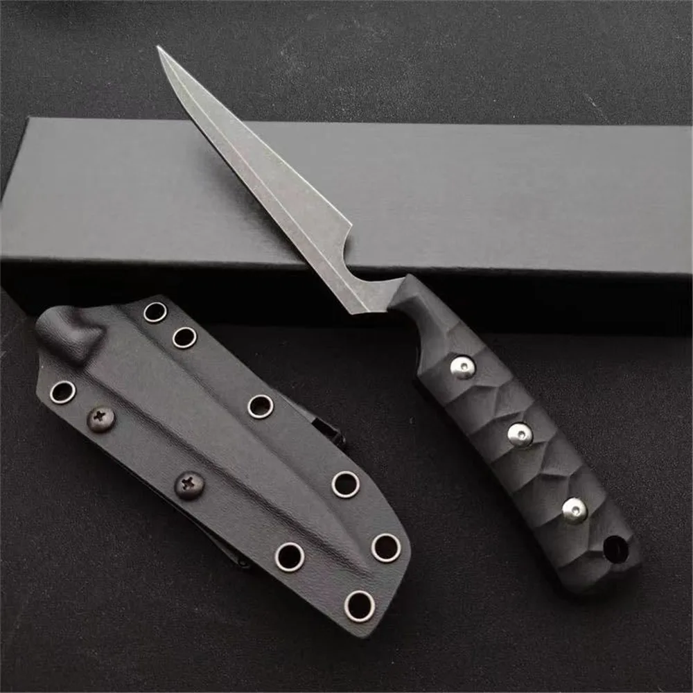 

Pikal Style Reverse Grip Left Hand Knife Stone Wash Fixed Blade Knife Hunting Tool Camping EDC Rescue Self Defense Knife Tool
