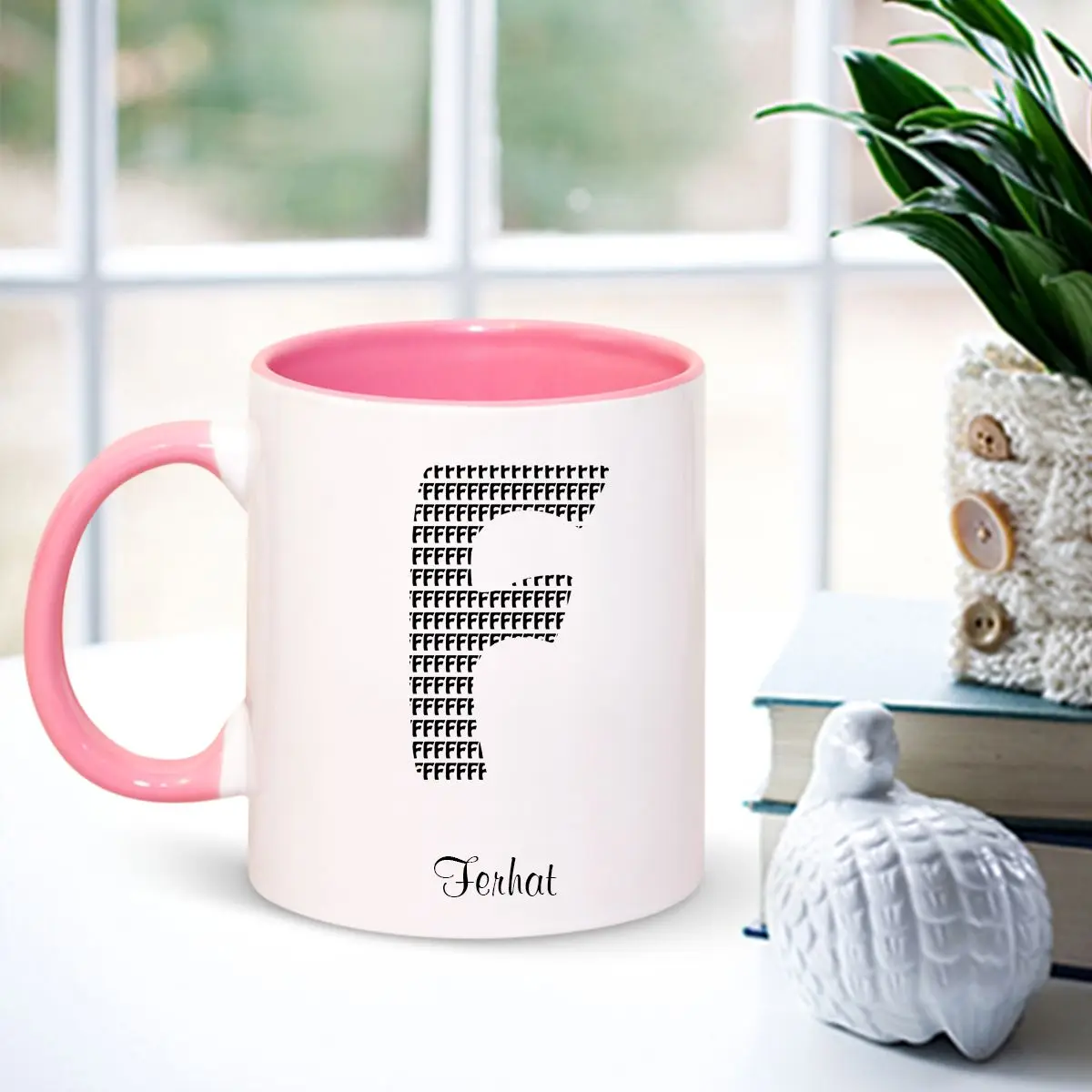 

Personalized Letter F Is Pink Mug Cup