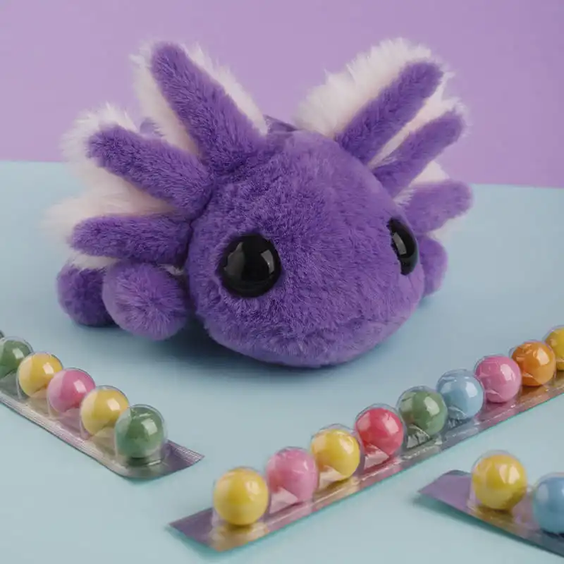 Мягкая игрушка аксолотль BOOMTS из сиреневого искусственного меха и премиального