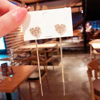 korean sweet love pearl rhinestone earring for women elegant crystal butterfly long tassel hanging earring party wedding jewelry