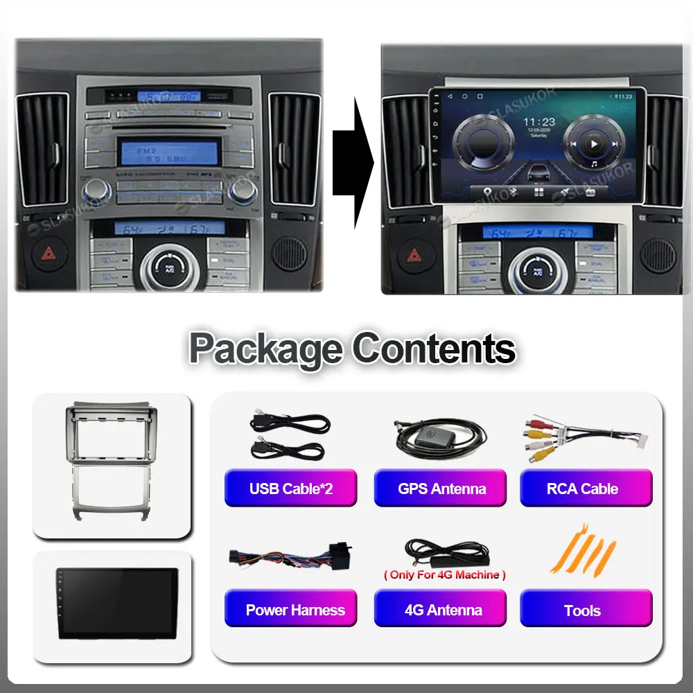 Автомагнитола 2DIN 9 дюймов Android 11 для Hyundai Veracruz ix55 2006 2007-2015 |