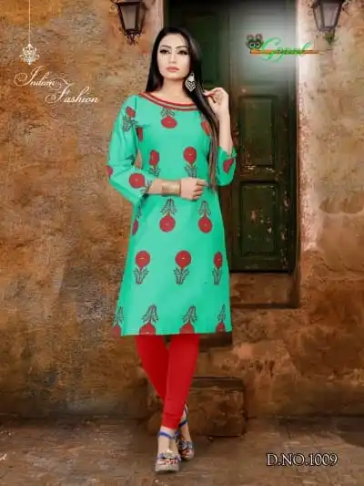 Индийская традиционная Курти 3 четверти рукав Хлопок Курта Болливуд