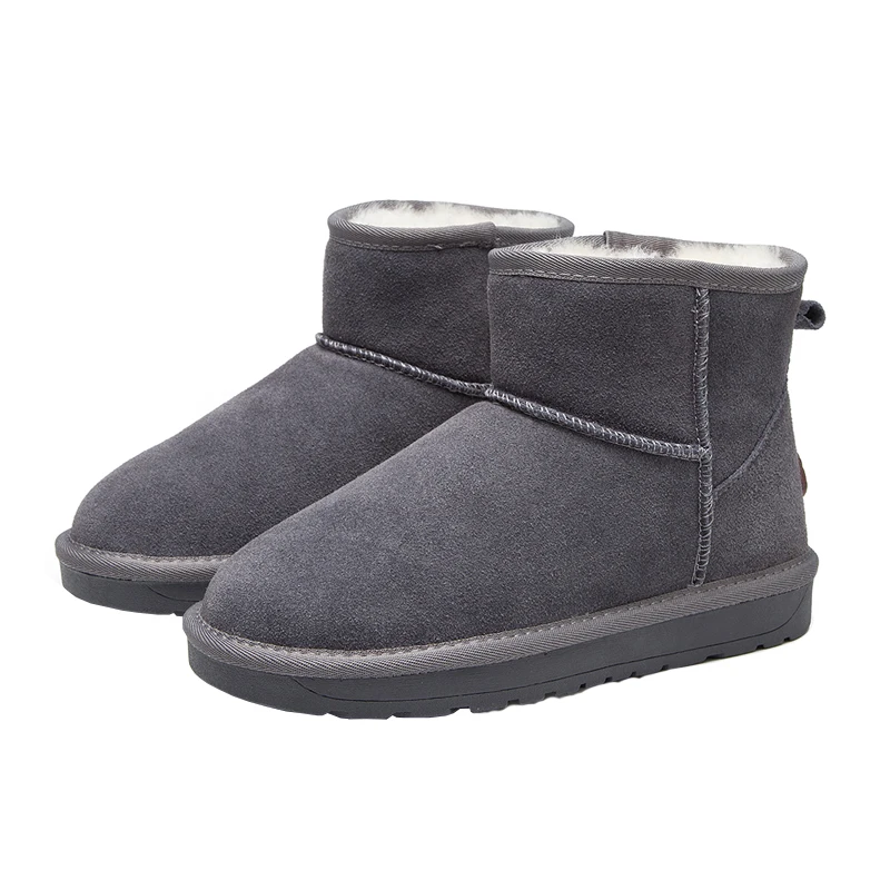 Зимние ботинки из натуральной коровьей кожи и замши австралийская шерстяная