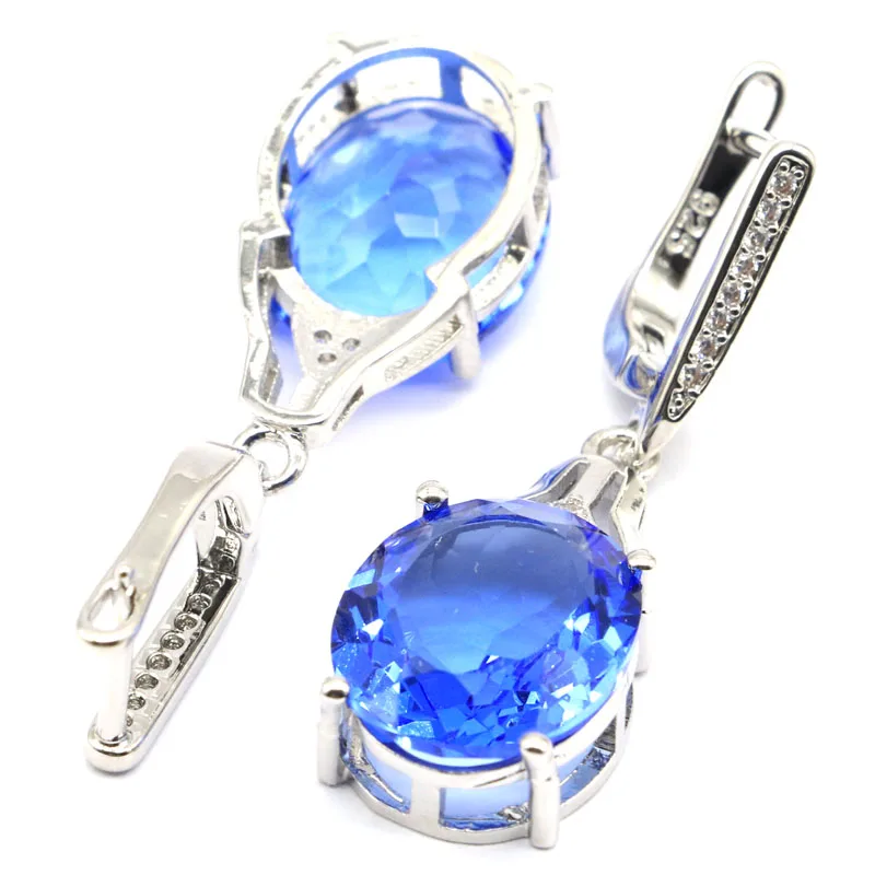 Потрясающие серьги из синего фиолетового танзанита 38x12 мм подарок для женщин