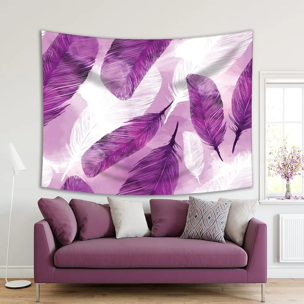 Гобеленовые Перья Узор природа шик современный яркий цветной акварельный