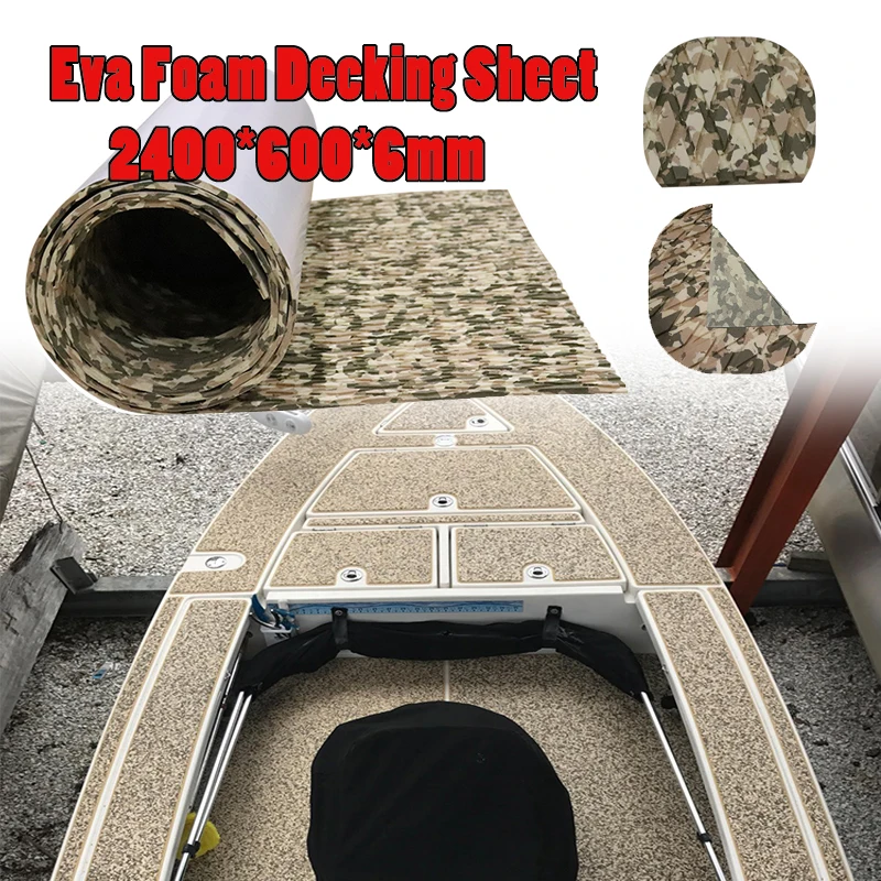 2400*600*6mm Eva Foam Decking Sheet Desert Camouflage Anti Skid Pad Marine Boat Traction Mat Accessories