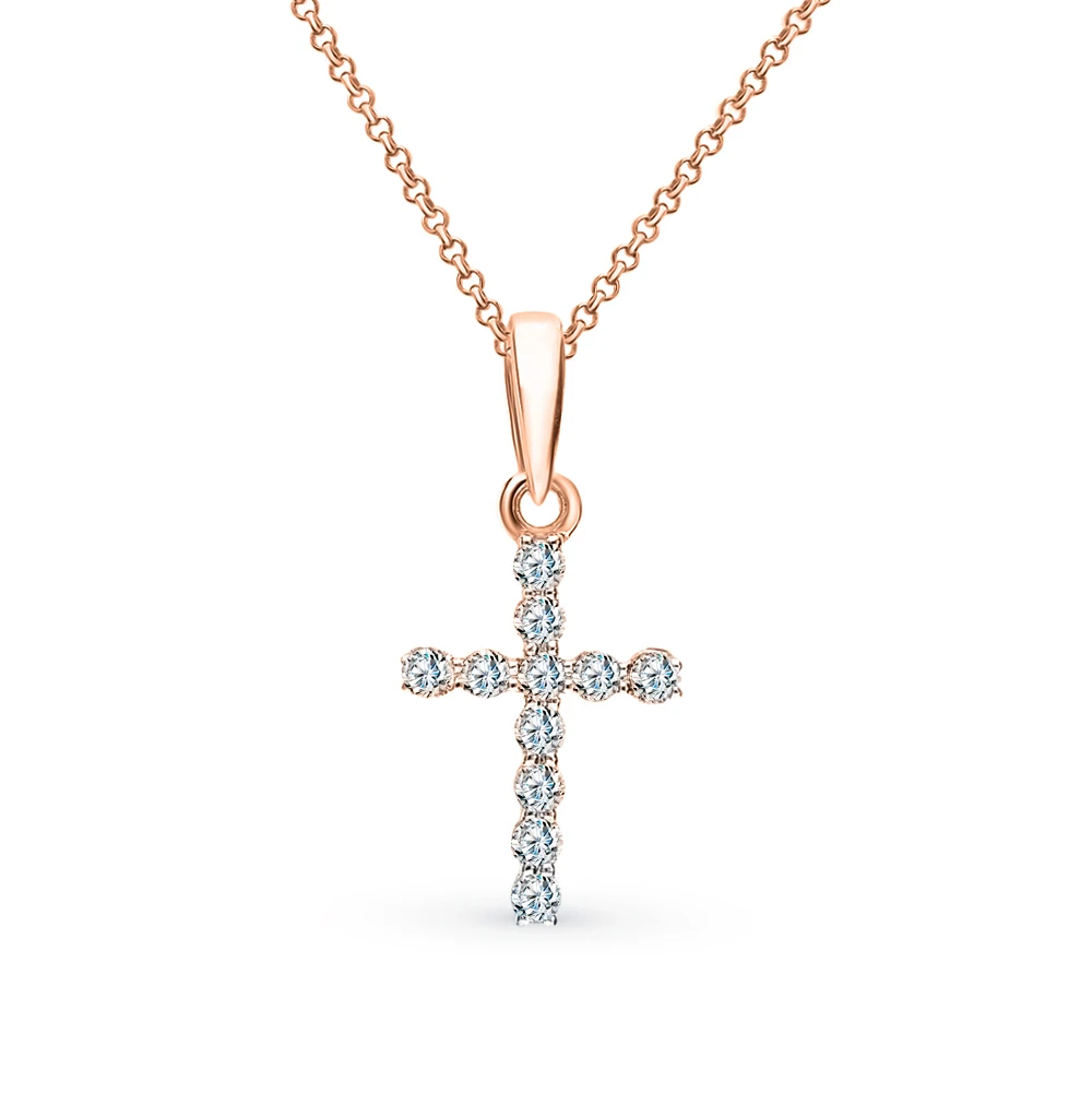 Купить Крестик С Фианитами Золотой Женский