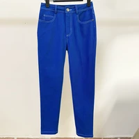 Fashion New Women Two Piece Set Blue Turn Down Collar Long Sleeve Denim Jacket  Jeans High Street Femme Outfits 2020