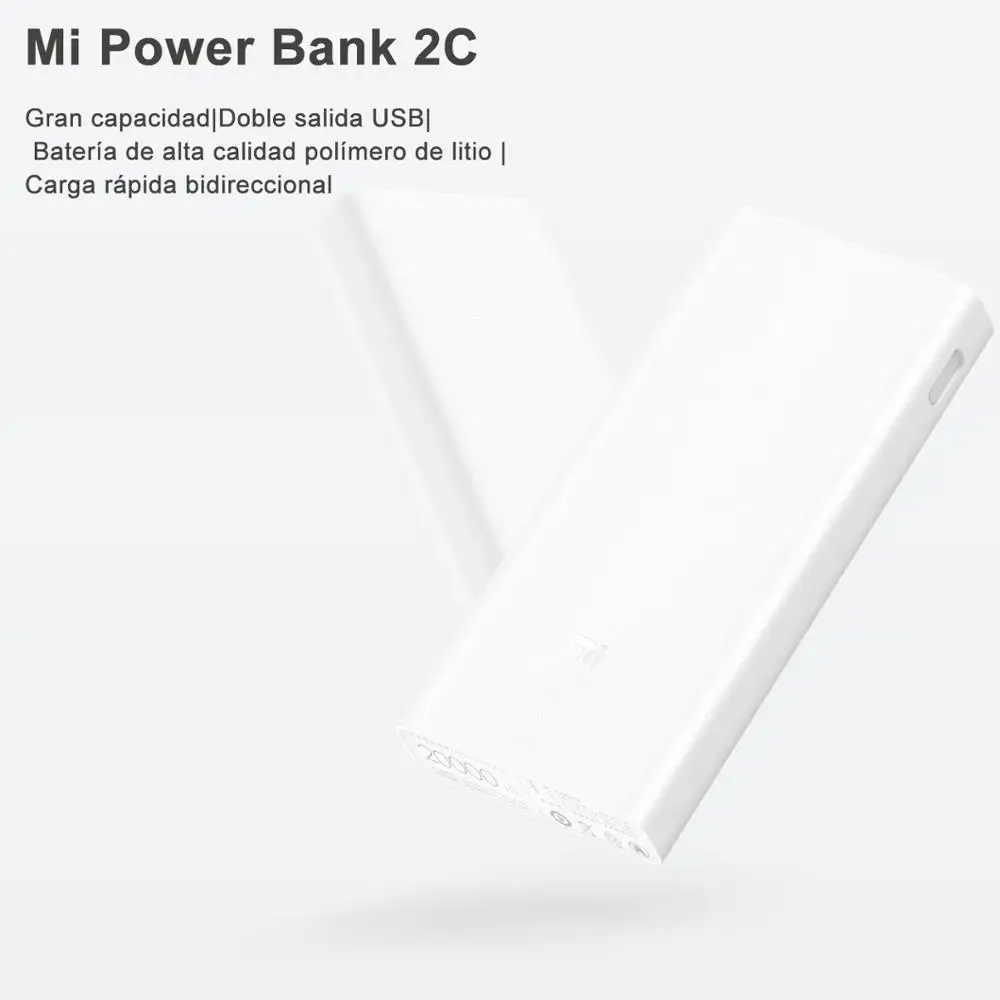 Xiaomi Mi Power Bank 2C Быстрая зарядка 20000 мАч Внешний аккумулятор Powerbank Micro USB портативное
