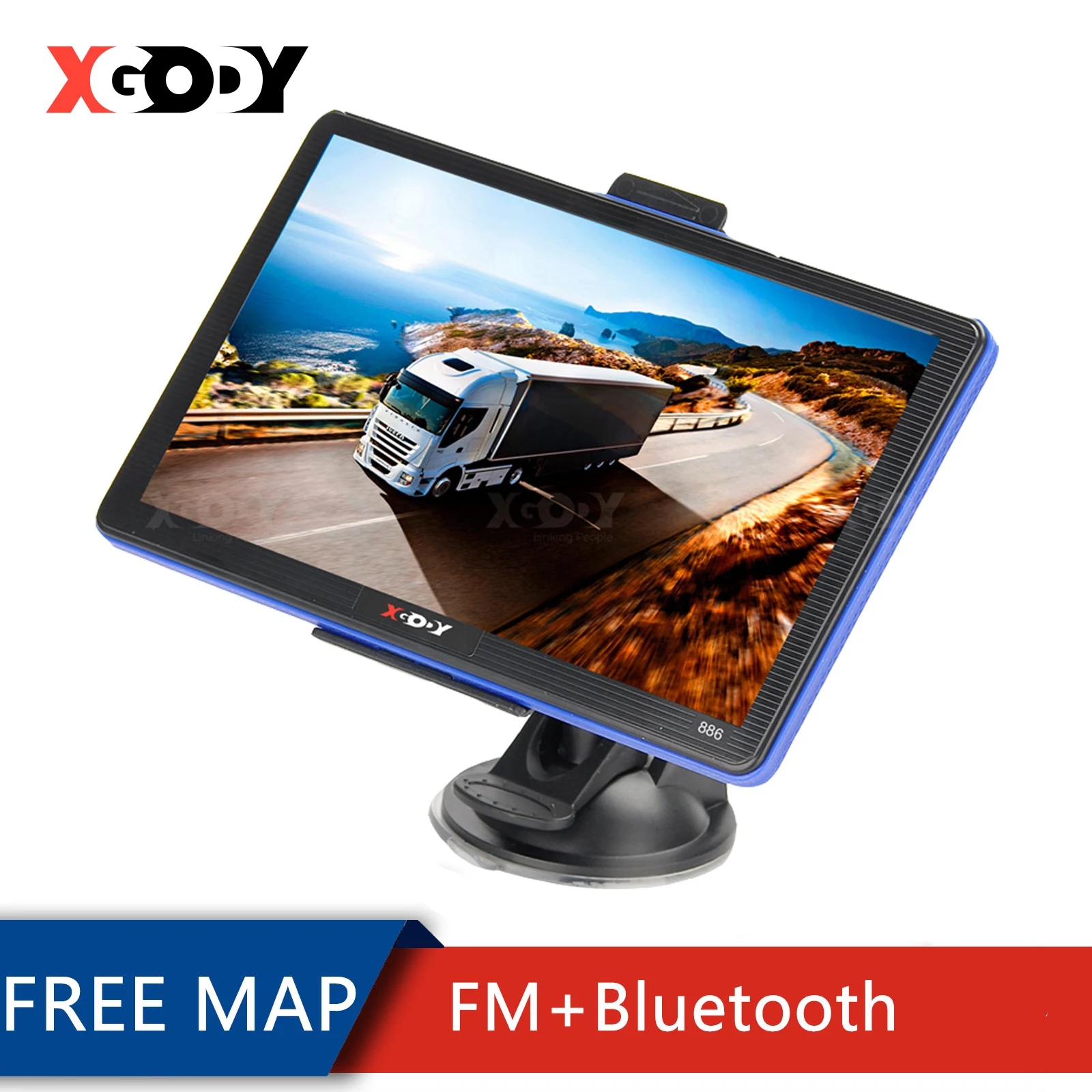 $54.39 XGODY 7Inch GPS Truck Car Navigation 886 256M+8GB Capacitive Touch Screen Navigator Voice Prompts Optional 2020 Free Map