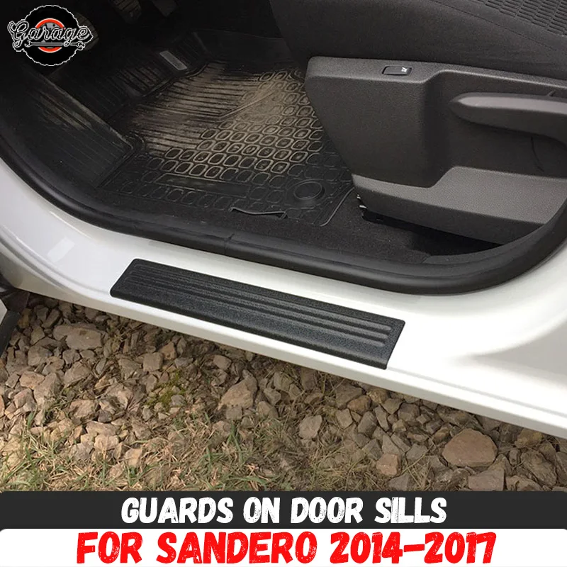 Защитные чехлы на дверные пороги для Renault Sandero 2014 2017 пластиковые накладки из АБС