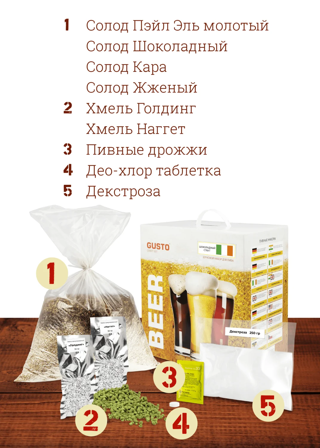 Зерновой набор для приготовления варки домашнего пива &quotШоколадный стаут&quot |