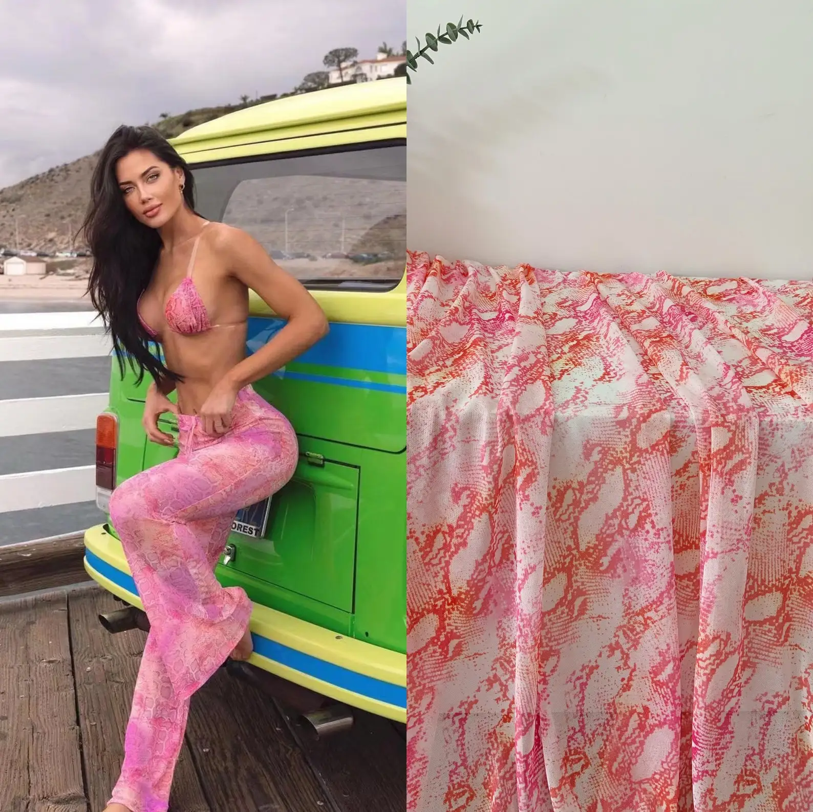 

Четырехсторонняя стрейч-тюль, ткань со змеиным рисунком, мощная сетчатая ткань с принтом, эластичная Тюлевая ткань, привлекательная, гладка...