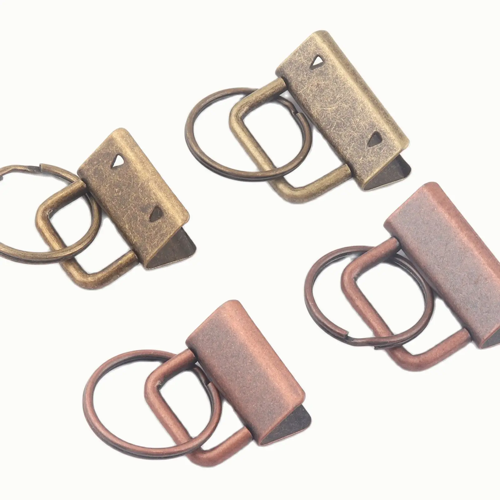 

25/32mm Copper Key Fob Hardware Wristlet With Key Ring Sets Metal Keychain Hardware For Webbing Leather Key Ring Keychain Ribbon