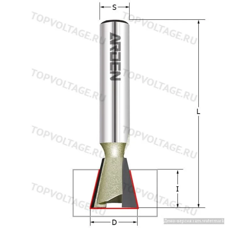 Фреза ласточкин хвост 14гр Z=2 S=8 D=12 7x12 7 ARDEN 206821 | Инструменты