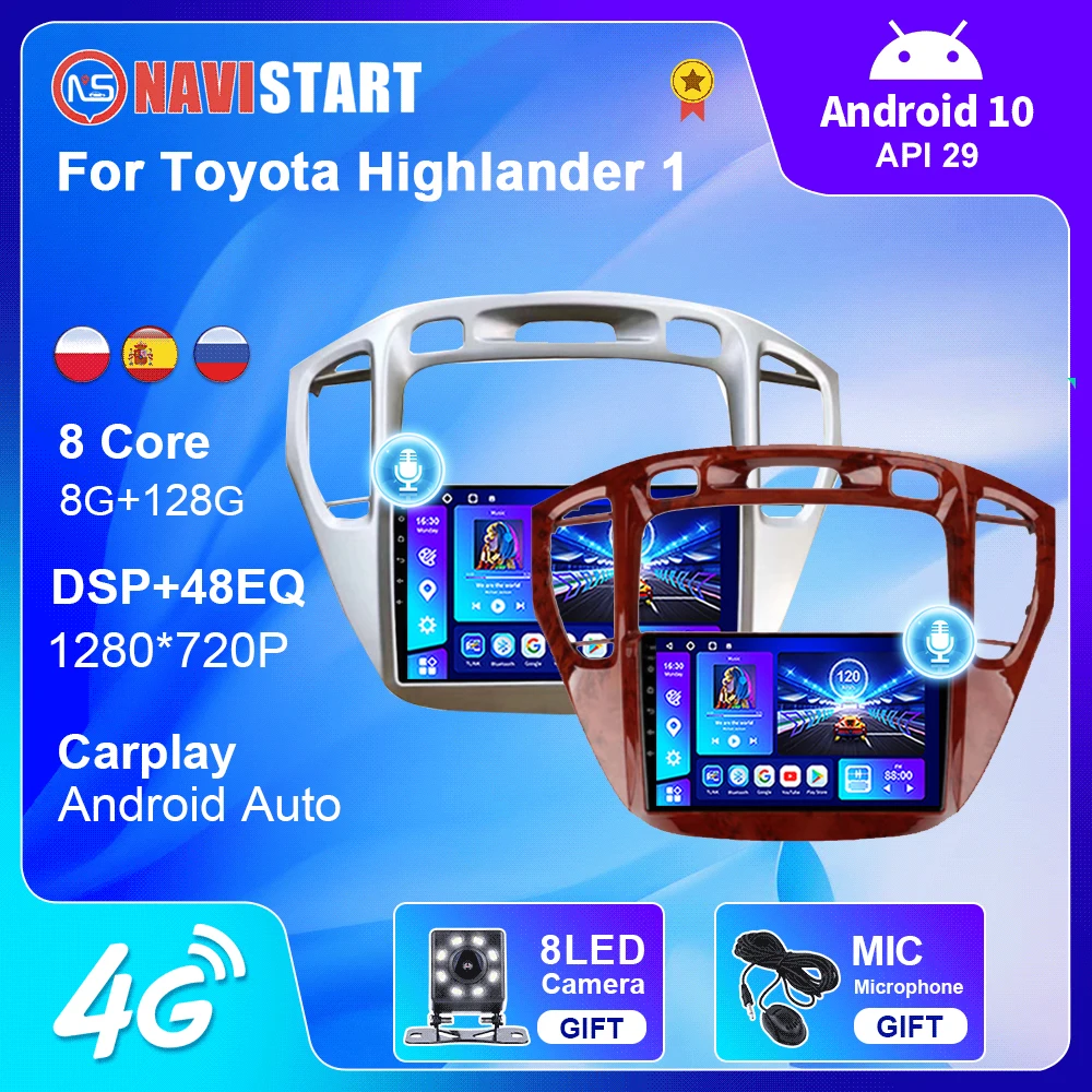 

NAVISTART 8G 128G Android 10,0 для Toyota Highlander 1 2001-2007 радио авто Carplay GPS навигация 4G WIFI камера без DVD-плеера