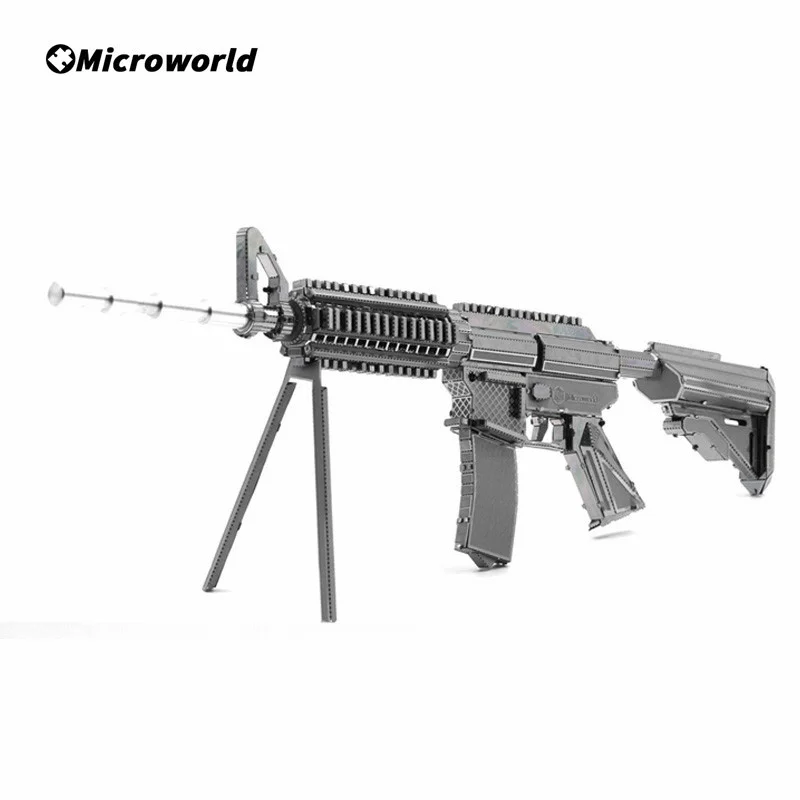 

Microworld Military M4A8 Carbines Machine Gun 3D Metal Puzzle Kits DIY Assemble Laser Cut Jigsaw Model For Men Hobby Collection