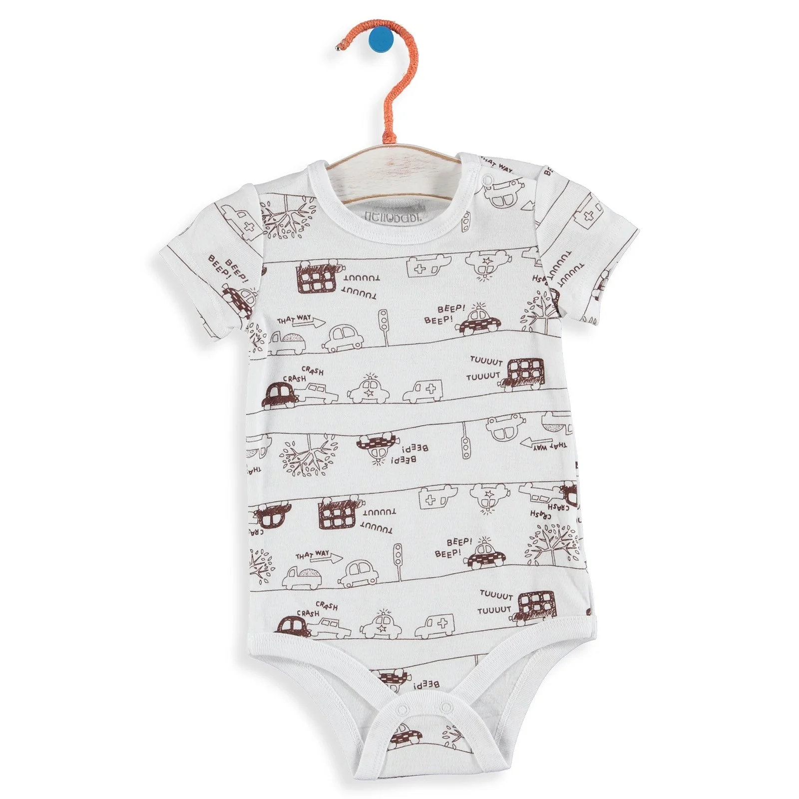 Ebebek HelloBaby/боди с короткими рукавами и принтом автомобиля для маленьких мальчиков|