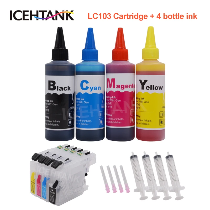 

ICEHTANK LC 103 XL Printer Ink Cartridge + 400ml Ink For Brother LC101 LC105 LC107 LC109 MFC J6520DW J6720DW J6920DW J285DW