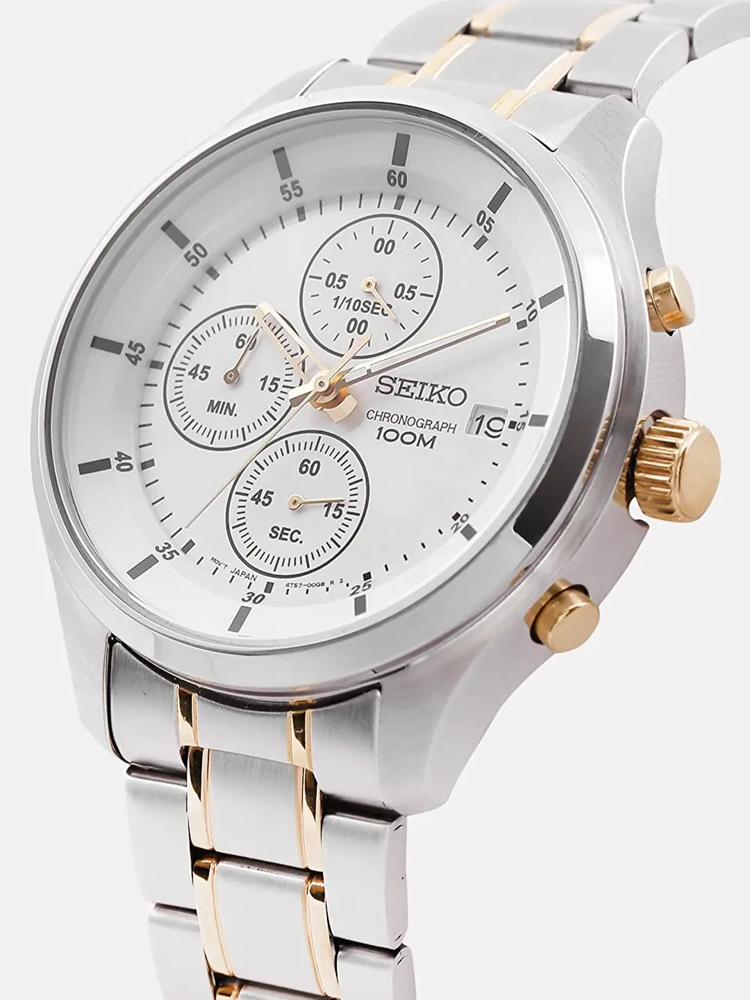 Мужские часы Seiko Neosports SKS541P1 42 мм циферблат золотой Стальной ремешок