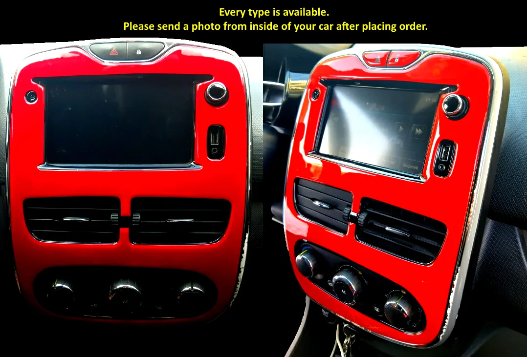 

For Renault Clio 4 Full Cockpit Decor Kit (Dashboard+Doors) Decor Frame Set, Trim Accessorie, Piano Black, Carbon Fiber, Red