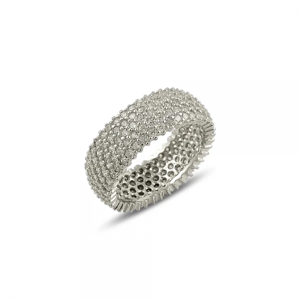 

Silver 925 Sterling Rhodium Plated 5 Row Zircon CZ Tamtur Ring