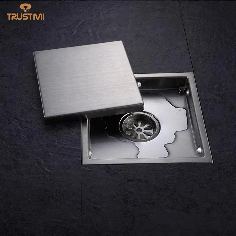 

Tile Insert Square Stainless Steel Floor Drain Waste Grates Bathroom Invisible Shower Drain 110 x 110MM Or 150 x 150MM
