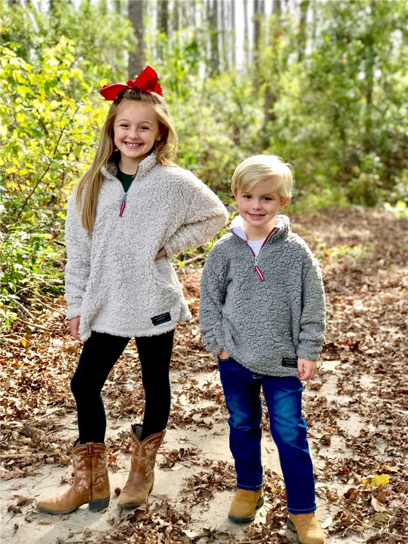 leopard cheetah buffalo plaid patch KIDS SHERPA pullovers boys&girls jackets coats