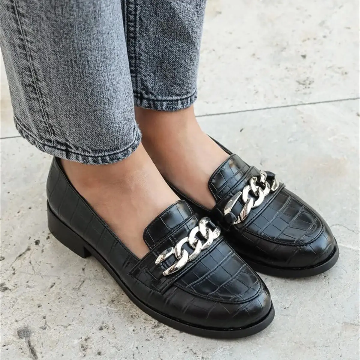 Туфли оксфорды женские черные/коричневые/темно синие с крокодиловым узором на