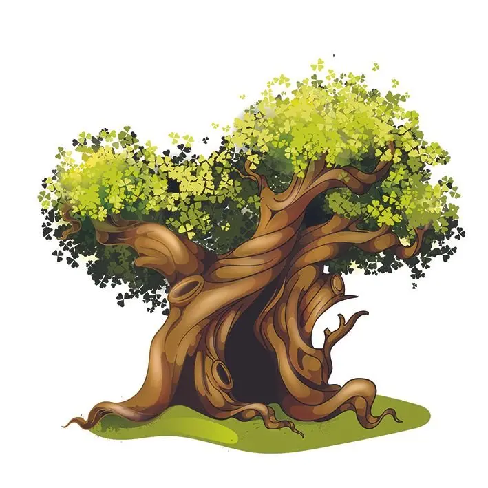 Занавеска для душа с изображением дуба из мультфильма волшебное дерево лес