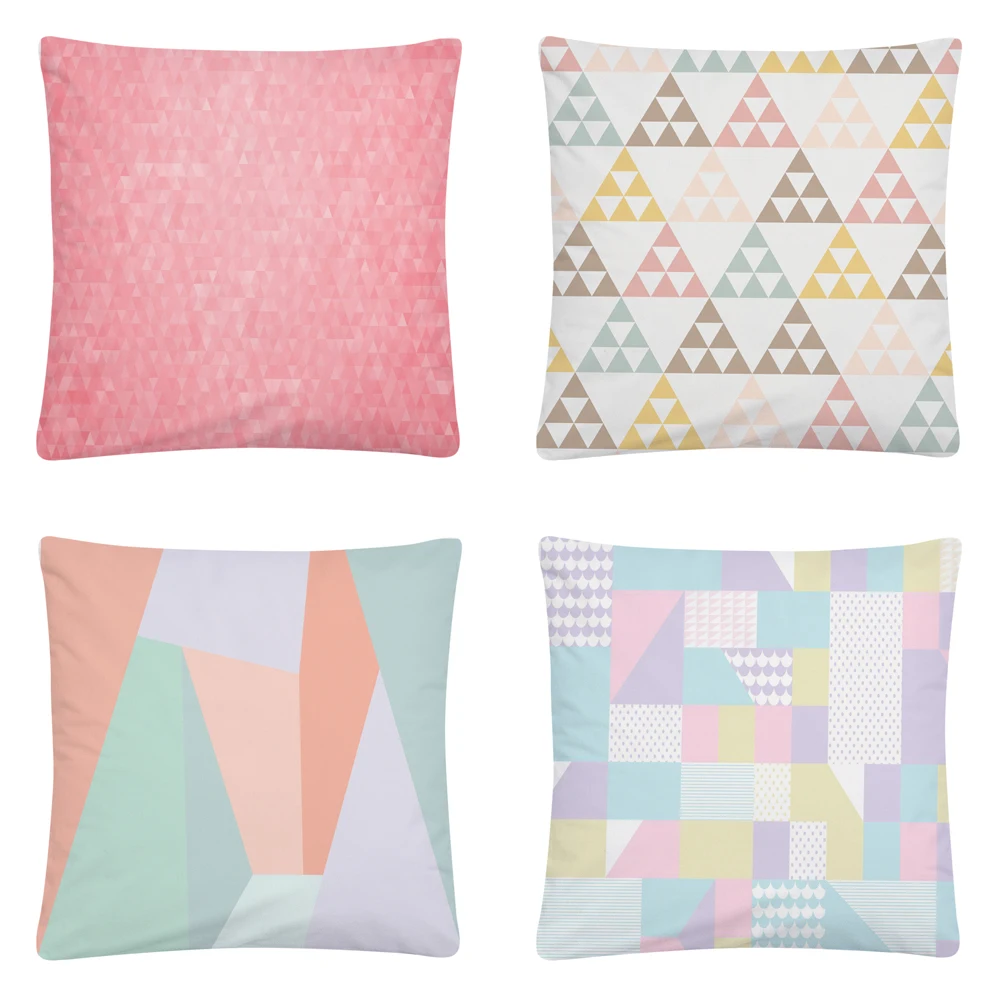 Geometric Minimalist Stitching Pattern Soft Short Plush Cushion Cover Pillow Case for Home Sofa Car Decor Pillowcase 45X45cm | Дом и сад