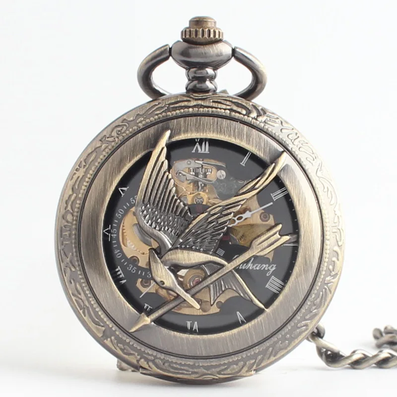 

Часы Mockingjay, подарок, индивидуальные креативные карманные часы, механические часы в стиле стимпанк, унисекс, очаровательные карманные часы н...