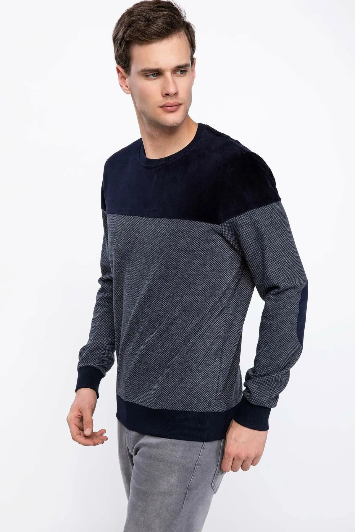 DeFacto мужские Модные Лоскутные Топы Повседневный пуловер для отдыха свободные