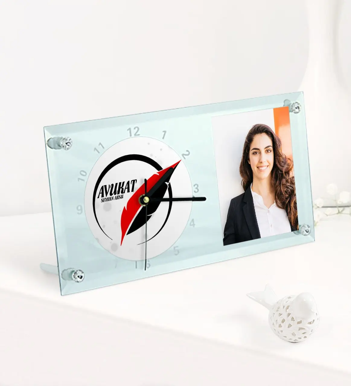 

Personalized Lawyer Theme Desktop Glass Clock-13