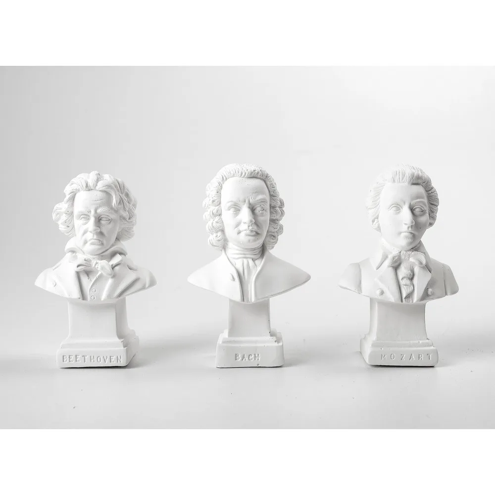 Bach Mozart Beethoven White 3 Piece Set Artist Art Musician Doyen Abstract Decorative Home Office Accessory Gift German French