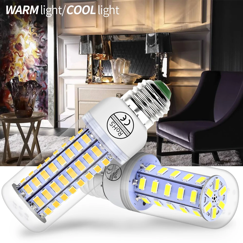 

220V LED Light Bulbs E27 Corn Lamp E14 Spotlight GU10 Candle Bulb G9 Chandeliers B22 LED Lampada For Home Energy Saving Ampoule