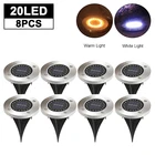 Уличные водонепроницаемые фонари на солнечной батарее, садовый палубный светильник для газона, патио, улиц, дорожек, загородного домика, 20 светодиодов